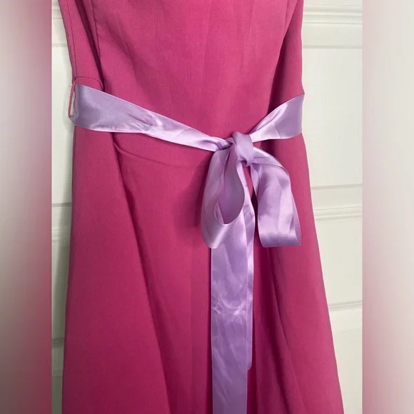 Y2k Pink Strapless Dress with purple sash - Picture 3 of 7